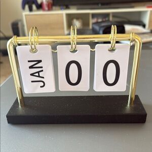 Gold and Black Perpetual Desk Calendar